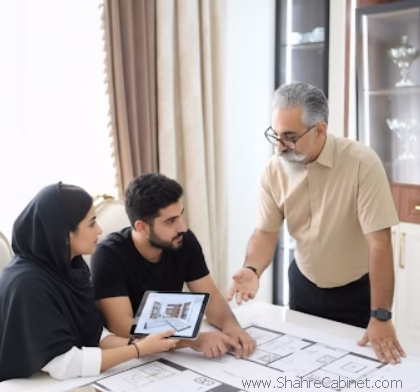 کابینت هایگلاس دو رنگ سفید و چوبی در آشپزخانه مدرن 3 مشاوره و خرید کابینت در کرج