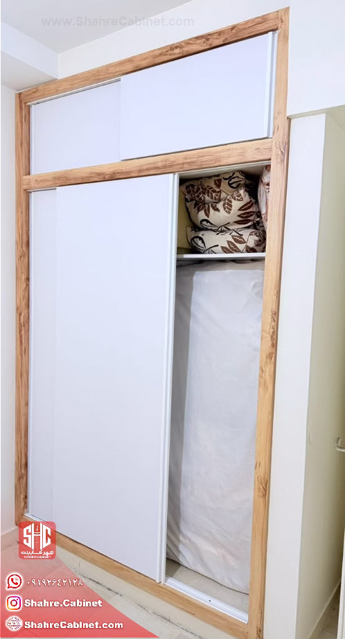 تبدیل کمد دیواری قدیمی به کمد دیواری جدید ریلی 2 کمد دیواری جدید ریلی سفید چوبی